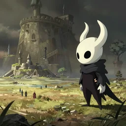 side view hollow knight landscape, studio ghibli, pixar and disney animation, sharp, rendered in unreal engine 5, highly detailed, digital painting, artstation, concept art, smooth, sharp focus, illustration, wide angle, artbook, wallpaper, splash art, hollow knight, promo art, dramatic lighting, art by artgerm and greg rutkowski and bo chen and jin xiaodi