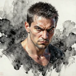 ink wash painting, by jama jurabaev, greg rutkowski, artstation, cinematic shot, angry