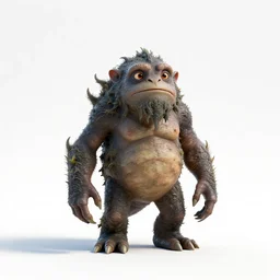 stoic swamp creature, stylized pixar-style 3d render, full body, standing, isolated on a pure white background, centered, whole figure in frame, sharp focus, studio lighting