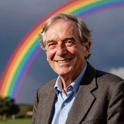 rainbow smiling happy richard feynman. pop art.