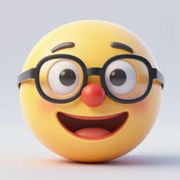 a 3 d render of a clown emoji wearing a glasses