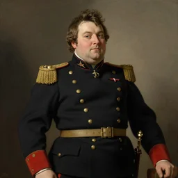 a portrait of a fat character dressed like a military in florence by jules bastien - lepage