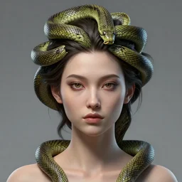a detailed portrait beauty girl hairstyle snake wrapping around head, full head, by greg rutkowski and hr giger, zbrush, trending on artstation 8 к
