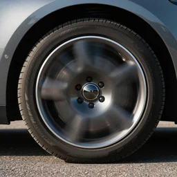 a car with optical illusion rotating wheel eyes