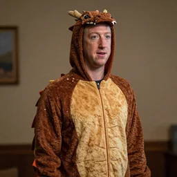 Mark Zuckerberg in dragon onesie realistic photo
