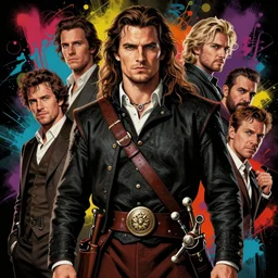 hyper detailed ultra sharp portrait of henry cavill as scottish immortal highlander movie poster illustration, by dan mumford, kilian eng, drew struzan, donato giancola, hard edges, graffiti, street art 8 k