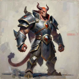 Greg Manchess portrait painting of a demonic, devil armored character from league of legends, fullbody shot, asymmetrical, profile picture, Organic Painting, sunny day, Matte Painting, bold shapes, hard edges, street art, trending on artstation, by Huang Guangjian and Gil Elvgren and Sachin Teng