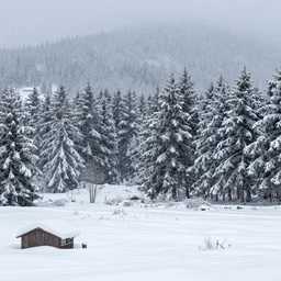 realistic photo of snowfall landscape, very sharp focus, in the style of greg rutswoski, very hyper realistic, highly detailed, fantasy art station
