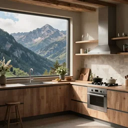 a beautiful kitchen in the mountains