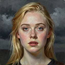 professional painting of Elle Fanning in the style of Nikolay Makovsky, head and shoulders portrait, symmetrical facial features, smooth, sharp focus, illustration, intricate, stormy weather, extremely detailed masterpiece,