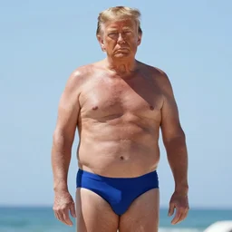 a beautiful photo of donald trump in bikini being unfazed by the fact that the trump tower is burning, intricate details, photography, volumetric light, 8 k