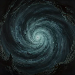 an eerie whirlpool, seen from above, in a cave matte painting, fantasy art, by greg rutkowski, by andreas achenbach,