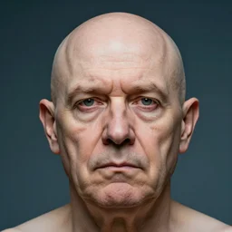 realistic face of an pale old man, balding, highly detailed. head expanding like a balloon, photorealism, fat, symmetrical, triadic color scheme, by seb mckinnon
