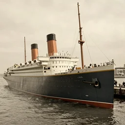 a beautiful photo of the ship titanic in the Port of New York city, newspaper photo from 1913,8k