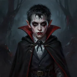 a vampire kid, by anton semenov, digital art, realistic painting, very detailed, horror, dark, trending on artstation