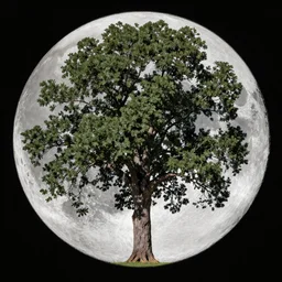Big tree on the Moon, realistic
