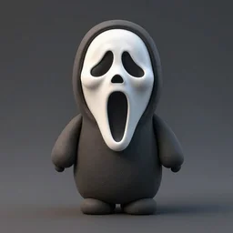 plasticine figure of a cute ghostface, 8 k, hdr, artstation trend, photo studio, professional illumination