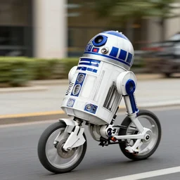 r2d2 riding a bicycle