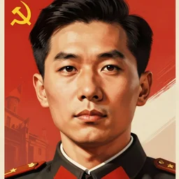 a soviet propaganda poster of han juri as a communist, portrait, closeup, digital art, by ross tran, by angel ganev, highly detailed, trending on artstationhq