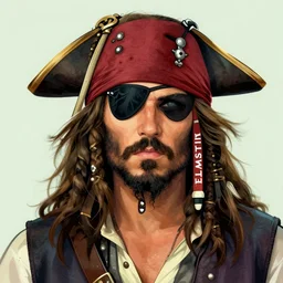a bearded pirate wearing eye patch, digital art
