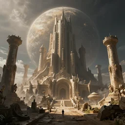 ancient futuristic civilization in another planet, dramatic lighting, cinematic establishing shot, extremely high detail, photorealistic, cinematic lighting