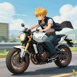 dio brando in final fantasy style riding cloud\'s motorcycle, HD