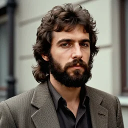 a colored colorized photograph portrait of jerma in the 1 9 8 0 s with a mullet and 1 9 8 0 s facial hair while wearing 1 9 8 0 s menswear, taken in the mid - late 1 9 8 0 s, grainy, taken on a 8 0 s kodak camera, realistic, hyperrealistic, very realistic, highly detailed, very detailed, extremely detailed, detailed, digital art, intricate details, real life, trending on artstation, body and head in view, body and headshot, colored photo