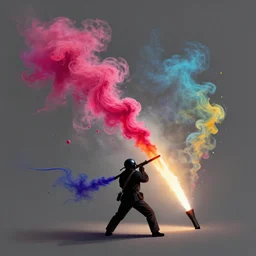 spotlight smoke flare showman splash art graphic design color splash high contrasting art, fantasy, highly detailed, art by greg rutkowski