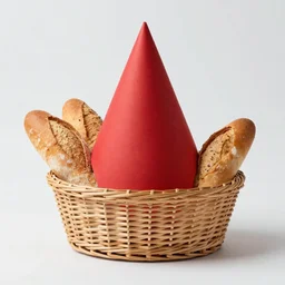 red hat with basket with bread