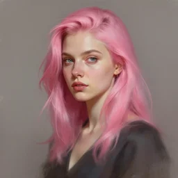 a digital painting of a woman with pink hair by wlop, cgsociety, figurative art, detailed painting, digital painting, ilya kuvshinov