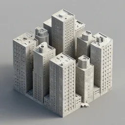 cube city, realistic, highly detailed, concrete architecture,