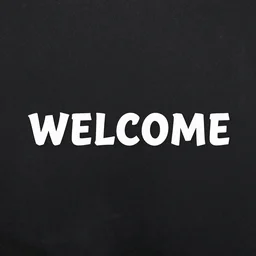 a text that says welcome