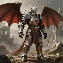 a dragon knight in power armor in the style of DnD/fallout realistic HD 8k highlights and shadow detailed High Resolution