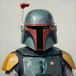 portrait of boba fett, painting by ralph mcquarrie
