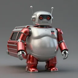 ( ( ( ( ( 1 9 5 0 s retro future android robot fat robot fat knome wagon. muted colors., ) ) ) ) ) by jean - baptiste monge,!!!!!!!!!!!!!!!!!!!!!!!!! chrome red