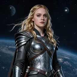 Elle Fanning as a Valkyrie in space, artstation, by J. C. Leyendecker and Peter Paul Rubens, Extremely detailed. 8K. Award winning.