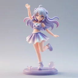 james jean isolated vinyl figure cheerful tomboy, figure photography, dynamic pose, interesting color palette aesthetic effects, glitter accents on figure, anime stylized, accurate fictional proportions, high delicate defined details, ethereal lighting