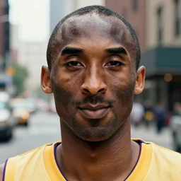 closeup portrait of Kobe Bryant , new york back street , by Steve McCurry and David Lazar, natural light, detailed face, CANON Eos C300, ƒ1.8, 35mm, 8K, medium-format print