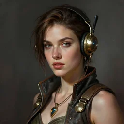 a beautiful digital art portrait of a woman, atompunk, artstation