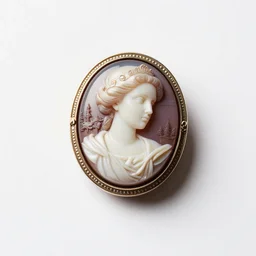 voxel cameo brooch, professional product shot, isolated on a pure white background, centered, entire object in frame, sharp focus, soft studio lighting