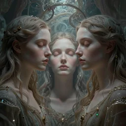 divine introspective reflections of prophetic visions as phantasmagoric beauty, 8 k resolution hyperdetailed, volumetric lighting, surrealism