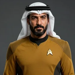 character concept brave and bold arab star fleet officer human | | masculine - bearded - face, startrek, arabic, realistic face, fine details by stanley artgerm lau, wlop, rossdraws, james jean, andrei riabovitchev, marc simonetti, and sakimichan, trending on artstation
