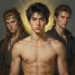 a magical portrait of the young god of masculinity, art by lixin yin and greg danton and denys tsiperko, detailed, hyperrealism, artstation