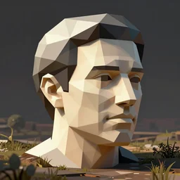 low poly roger stone head cube shaped