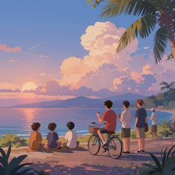 dreamy summer evening, extremely detailed, sharp focus, wide view, full body shot, smooth, digital illustration, by craig mullins, james jean, by rossdraws, frank franzzeta, mcbess, sakimichan, brosmin, danton fadeev, steve simpson