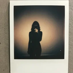 polaroid taken by shadow in a mirror, lofi, retro