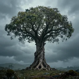 hyper realistic, tree of life, afterlife, dead, in between heaven and earth, reborn, cinematic