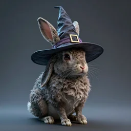 a rabbit wearing a wizard hat, eldritch, lovecraftian, octane render, volumetric lighting, ray tracing, unreal engine, style of 3 dimensional render, by andree wallin, by francois baranger