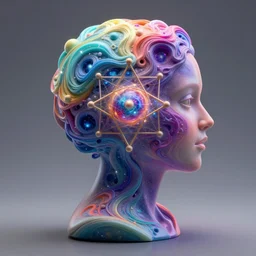 3 d sculpture of color, consciousness, and the dazzling universe of tetrachromacy, ambient occlusion, vray render,