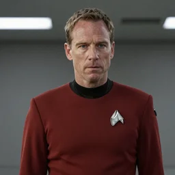 “Patrick Stewart wearing his starfleet captains uniform”